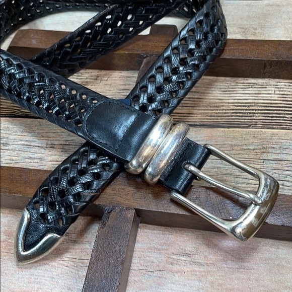 Men’s Black Leather Belt Size 58 Roundtree & Yorke - Picture 2 of 10